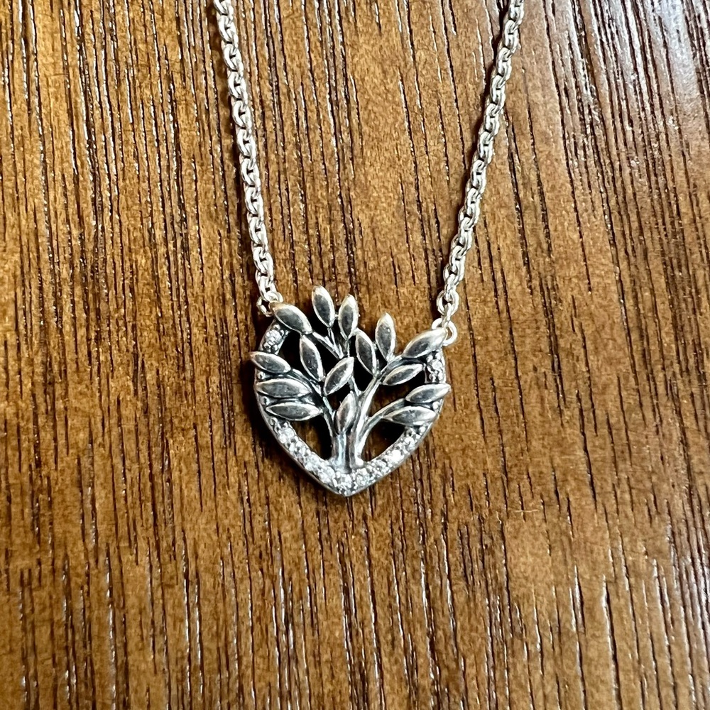 Pandora Heart Family Tree Collier Necklace silver
